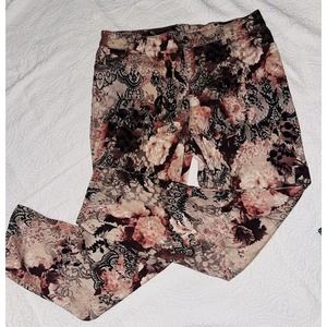 Chicos Womens Size 2.5 US 14 Pants Floral & Lace Print Stretch Platinum Jegging